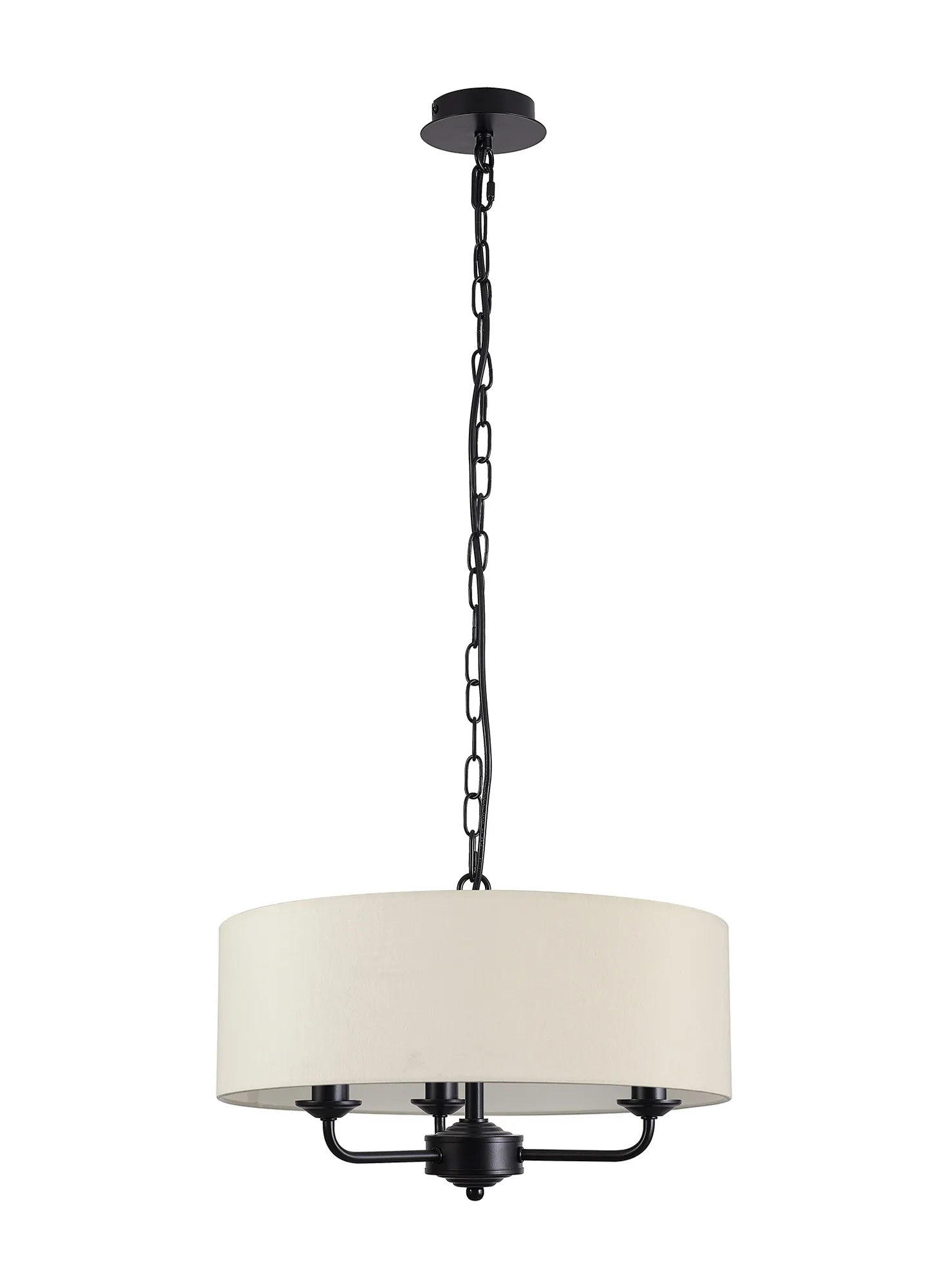 Banyan 45cm 3 Light Pendant Matt Black; Ivory Pearl DK1016  Deco Banyan MB IV